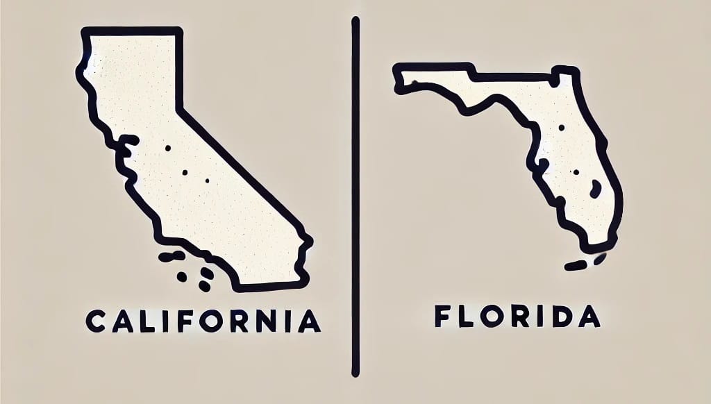 the states of California and Florida